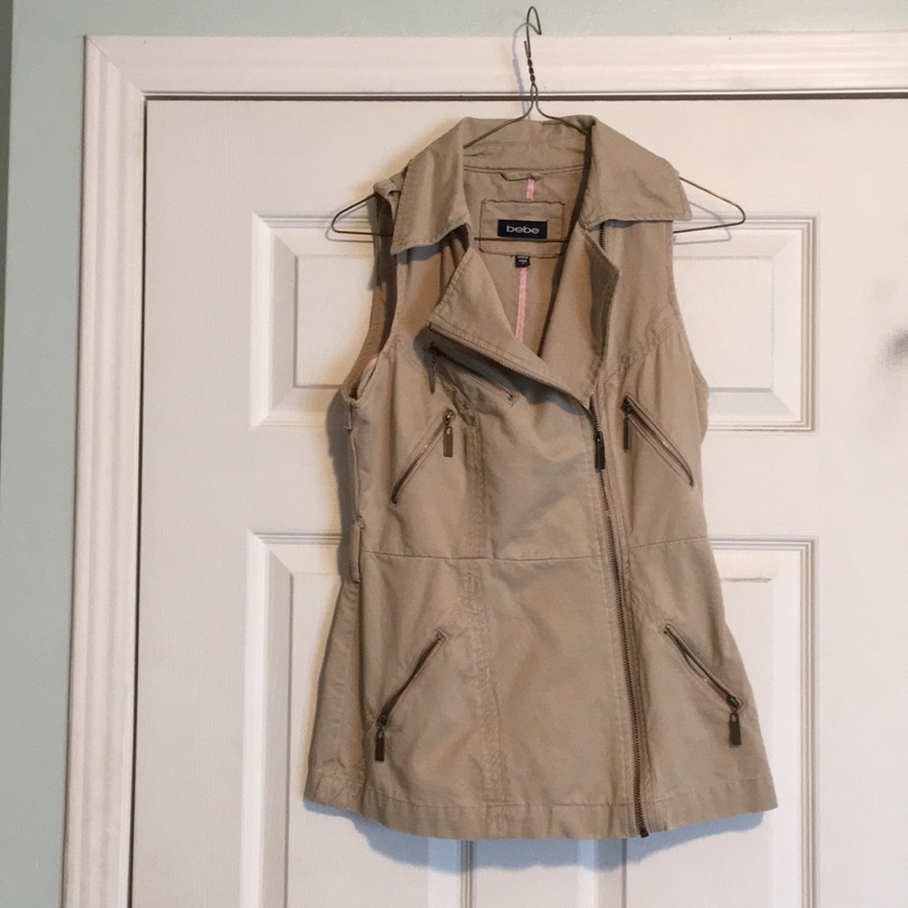 Moto Khaki Vest with lots of zippers BeBe S